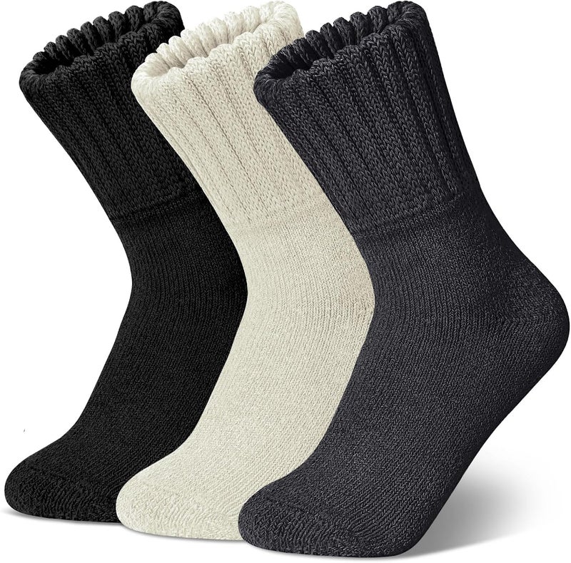 Matcheck Store Womens Merino Wool Socks Winter Ski Warm Boot Socks Men Thermal Thick Cozy Hiking 3 Pairs - Image 1